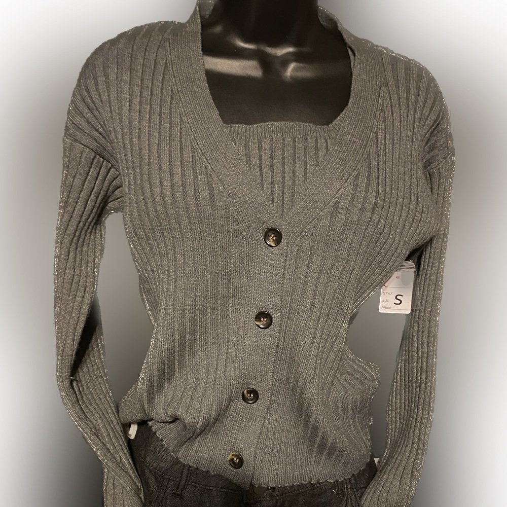 Time & Tru Cardigan in Iconic Gray (NEW)